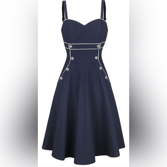 Voodoo Vixen Claudia Nautical Flare Dress - Picture 2 of 5